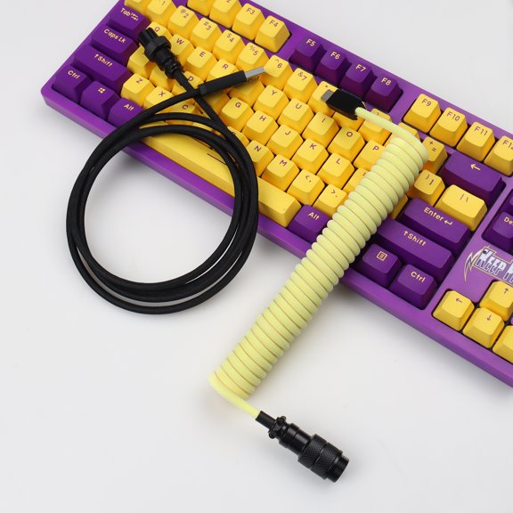 USB to Type c GX16 Aviator Nylon Braided Coiled Data Cable Mechanical Keyboard Cable