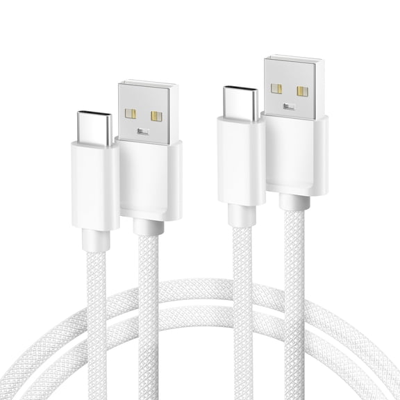 USB to USB C Charging Cord - Compatible with iPhone (17, 16 Pro Max), iPad, Samsung Galaxy - 10FT, 2 - Pack, White, for Extended - Range Charging