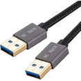 USB to USB Cable 1.5 ft, USB 3.0 Male to Male Nylon Braided Cable USB