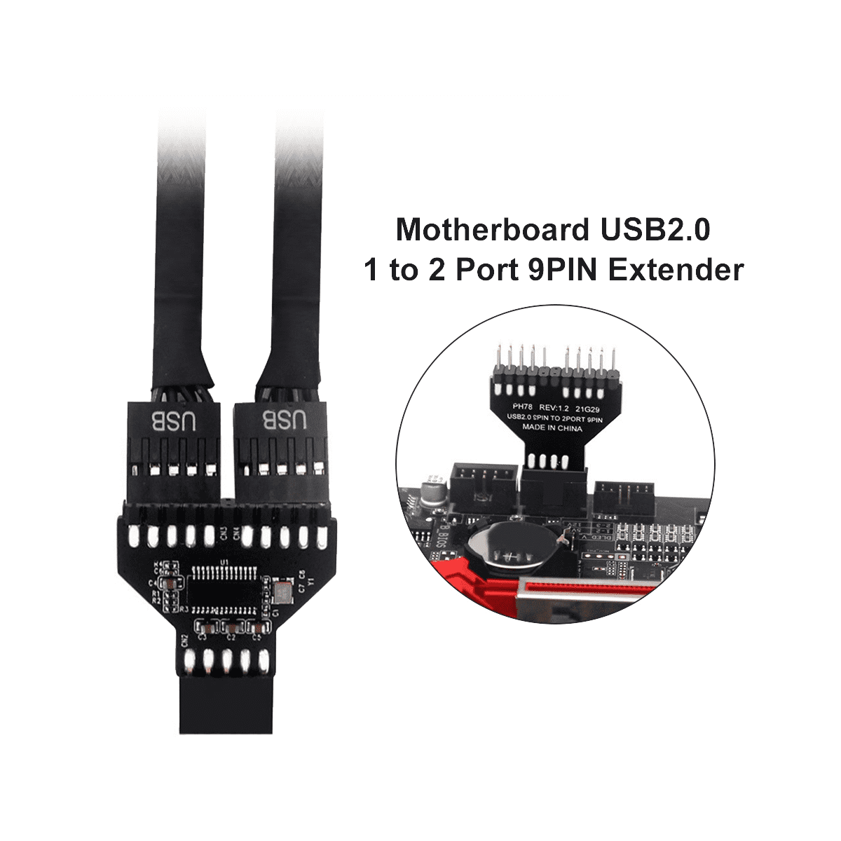 USB2.0 9Pin To USB3.0 19Pin Front Panel Plug Connector RGB Motherboard