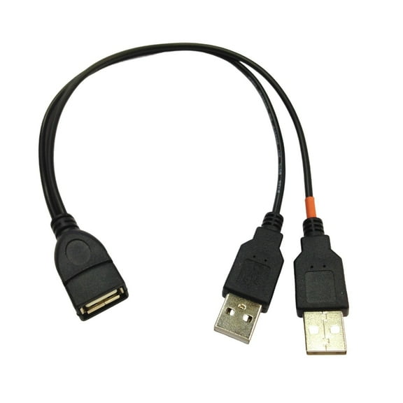 USB2.0 Cable USB 2Male to Female USB Y Splitter Data and Charging Cable with Flexible Design 480Mbps Speed 25cm