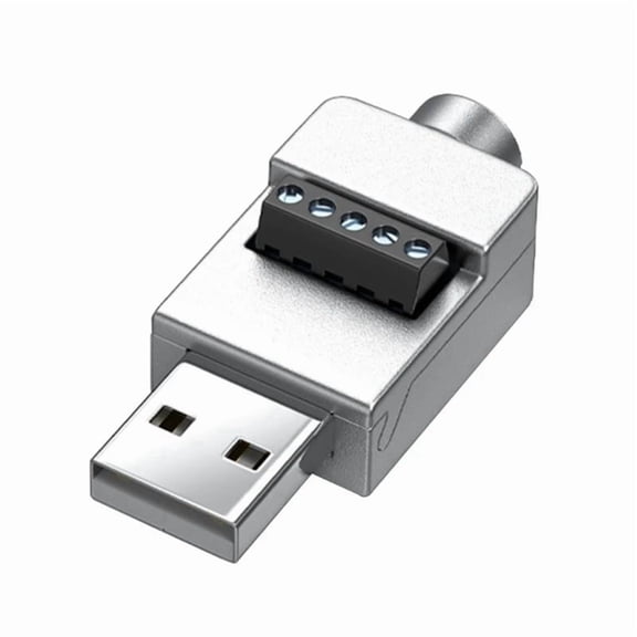 USB2.0 Solderless Adapter Metal Case USB 2.0 Terminal Block Data Connector USB Screw Terminal Board Plug Male,1 * USB2.0 Solderless Adapter,Silver