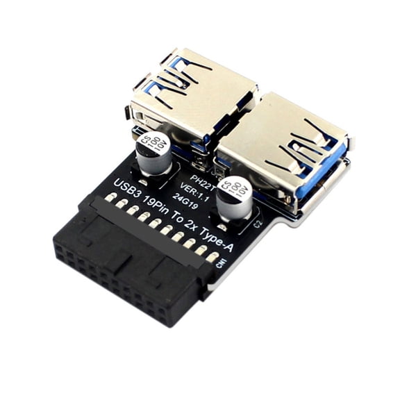 USB3.0 19Pin To Double USB3.0 A Port Female Output Adapter Header USB3.0/3.1