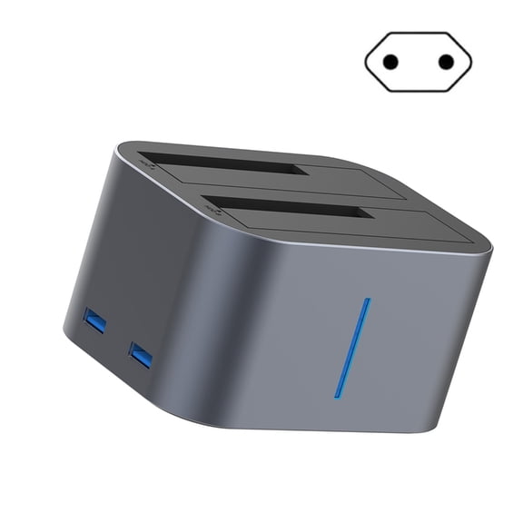 USB3.0 Double Bay Docking Station for Up to 2x18TB Drives with Toolless Installation and Hot Swapping
