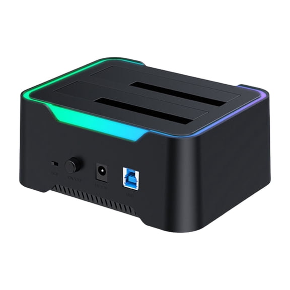 USB3.0 Double Bay Hard Disk Docking Station Base for 3.5 or 2.5inch Hard Disks Featuring Offline Cloning