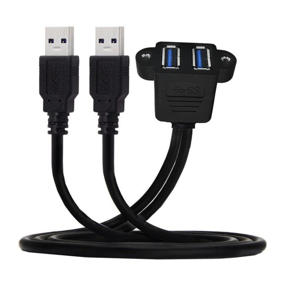 USB3.0 Extension Cable USB3.0 Double Port Extension Line with Panel Mounting Wire Capability for Secure Connection