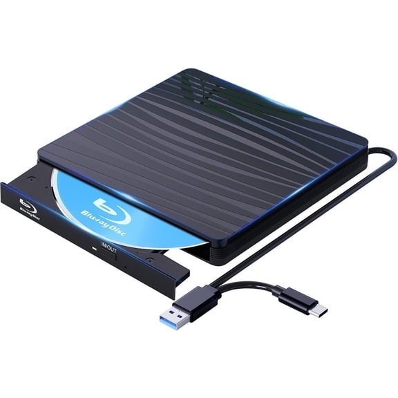 USB3.0 External Optical Drive for Laptop PC Windows 11/10 Mac Portable 3D RW Drive DVD CD Player Burner Reader