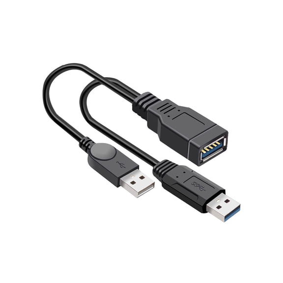 USB3.0 Fast Data Transfer Cable with Two USB2.0 Port PVC and Metal Texture for Additional Power and Stable Connection