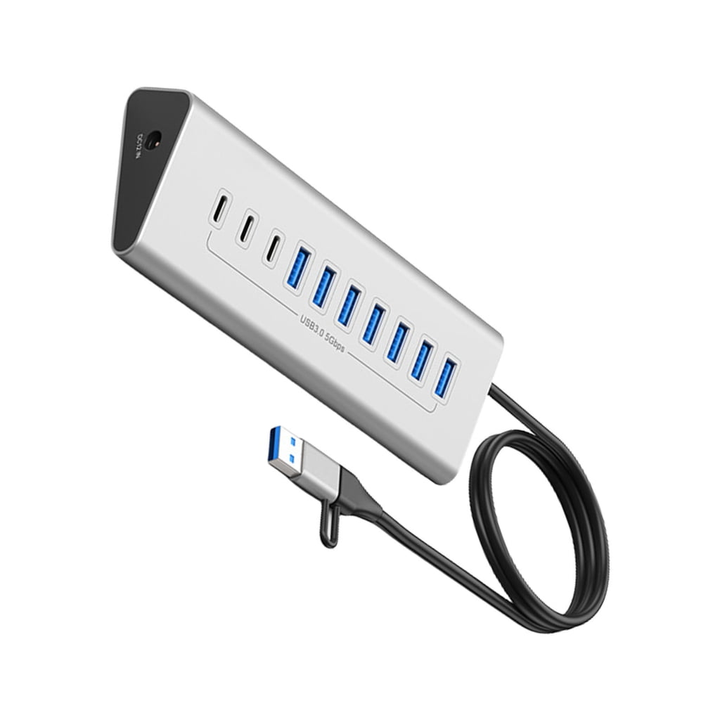 USB3.0 Hub Type C Hub Multiple USB Splitter 7/10 Port Multiple Expander Power Adapter USB Hub Heat Dissipation for PC