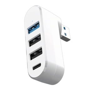 USB3.0 Hubs 4 Port USB Hubs USB Splitter with 3 USB Port & 1 USB C Powered Data Port 180° Degree Rotatable USB Extender