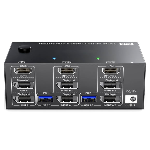 USB3.0 KVM Switchrt 8K@60Hz 4K@60Hz for 3 Monitors 2 Computers with 4 USB Port