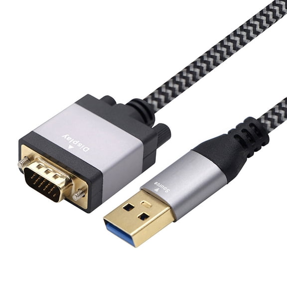 USB3.0 Male To VGA Male Converters Cord 5Gbps Data Transfer Auto Recognition For Systems