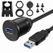 USB3.0 Male to Female AUX Flush Mount Extension Cable for Car Truck Boat Motorcycle Dashboard Panel 1/2Meter Long