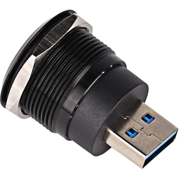 USB3.0 Panel Mount Connector - M22 Threaded USB Male to Female Extension Adapter with 5Gbps SuperSpeed, Waterproof & Dustproof USB Socket for Car Dashboard/Industrial Equipment