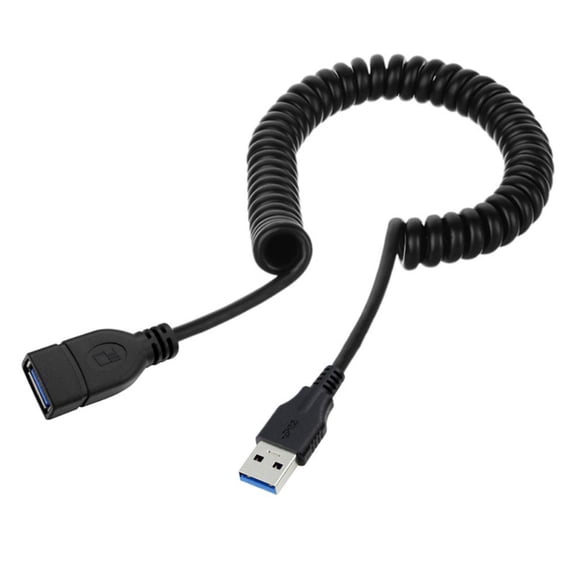 USB3.0 Spring retractable extension line high speed USB 3.0 male to female data transfer cable for mouse keyboard Black 1.5m