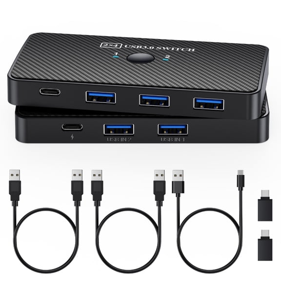 USB3.0 Switching Double Computer Sharing Hubs High Speed 5Gbps Data Transfer Adapter Durability ABS Housing For Office Travel