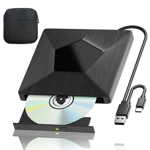 USB3.0 & Type-C External  Drive - 3D Portable Blu Ray Player Burner for PC Laptop - Silent & Shockproof Tech