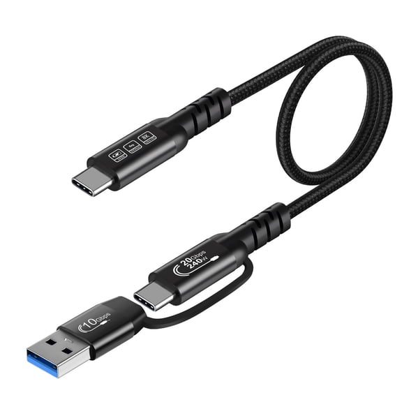 USB3.2 20Gbps Detachable Cable, 240W Fast Charging with PD, A to C Cord for Mobile Devices Tablet