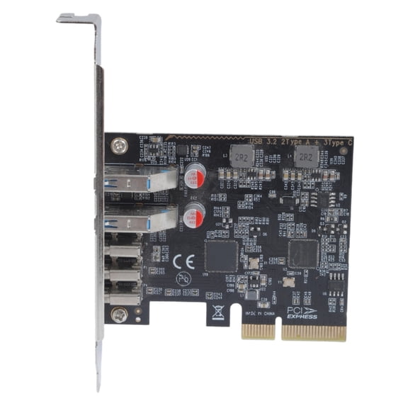 USB3.2 Gen2 PCI E 4X Expansion Card 5Port USB 3.2 PCIE Riser Card with Type A and Type C for High Speed Data Transfer