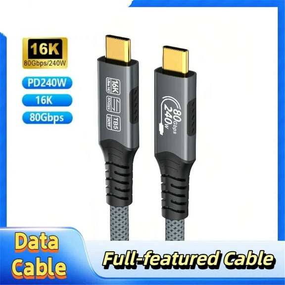 USB4 240w Thunderbolt 5 Cable Compatible with Thunderbolt 4 Data Transfer and Charging For MacBook Pro/Air Dell or USB C Monitor