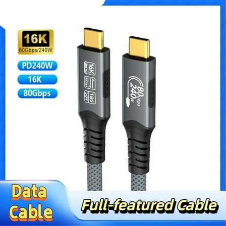 USB4 240w Thunderbolt 5 Cable Compatible with Thunderbolt 4 Data Transfer and Charging For MacBook Pro/Air Dell or USB C Monitor