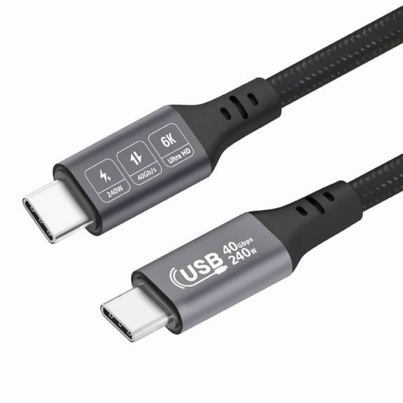 USB4 Cable 240W Fast Charging 40Gbps Data Transfer For Thunderbolt 3/4 6K Video Nylon Braided Type C to Type C Cord