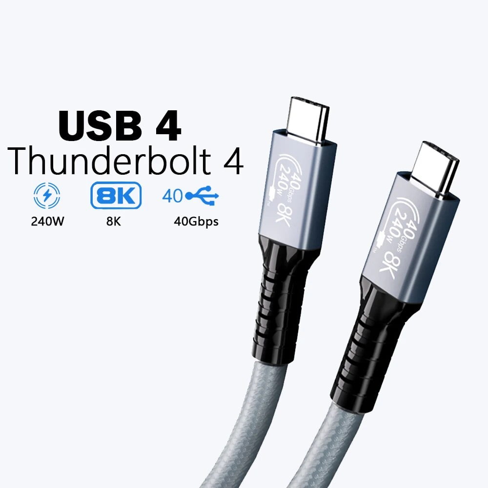 USB4 Cable 40Gbps 240W Thunderbolt 4 Type C Fast Charging Cable ...