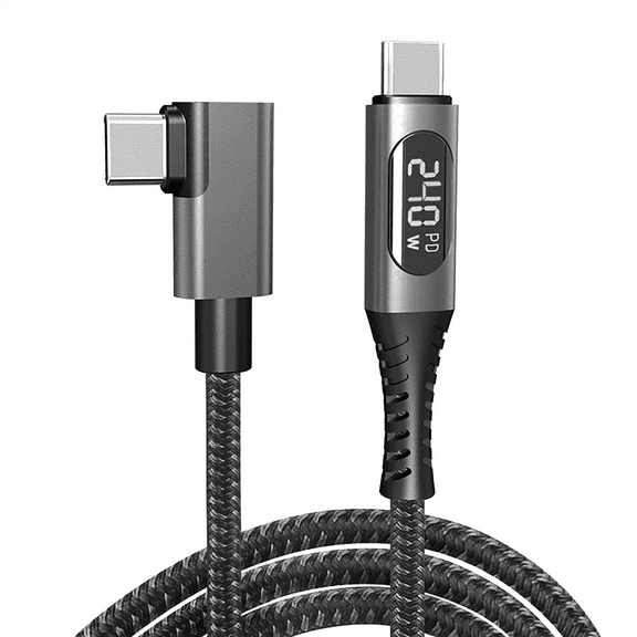 USB4 Type-C 240W Fast Charging Cable with LED Digital Display 8K@60Hz 40Gbps Data Transfer Data Cable Right Angle
