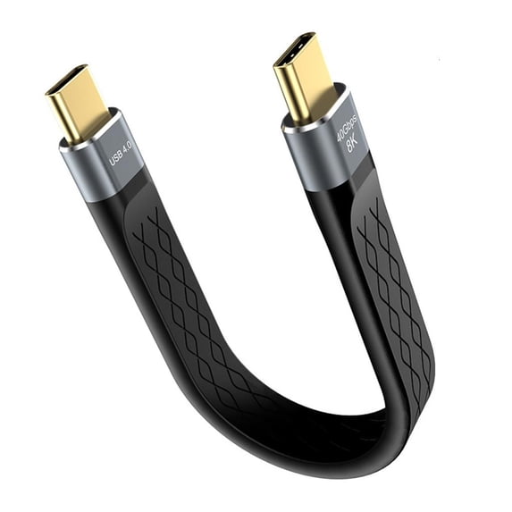 USB4 USB C Cable Short 5.9Inch Flat 40Gbps Data Transfer 240W Fast Charging Cord