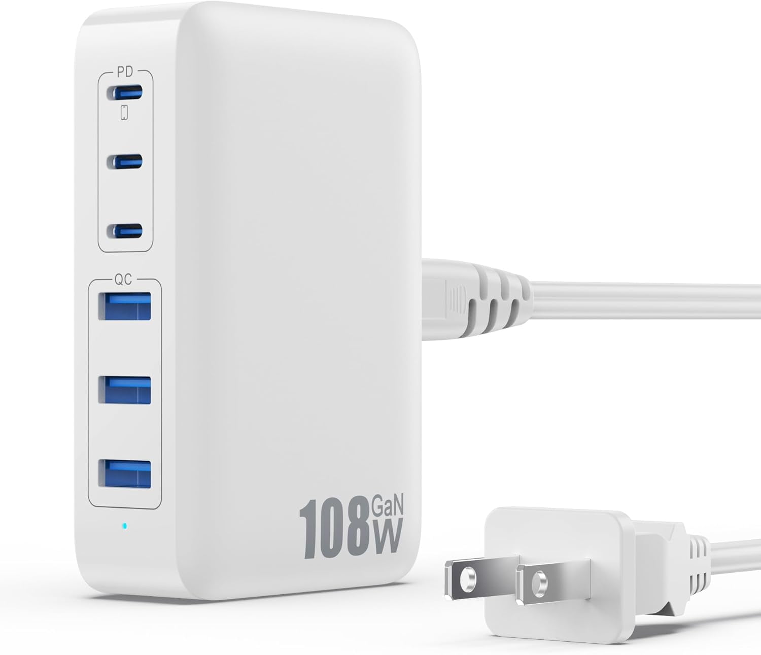 Usbc Boxes USBC Charger Block Charging Station,108W GaN III 6 Port 3xQC+3xPD Wall ...