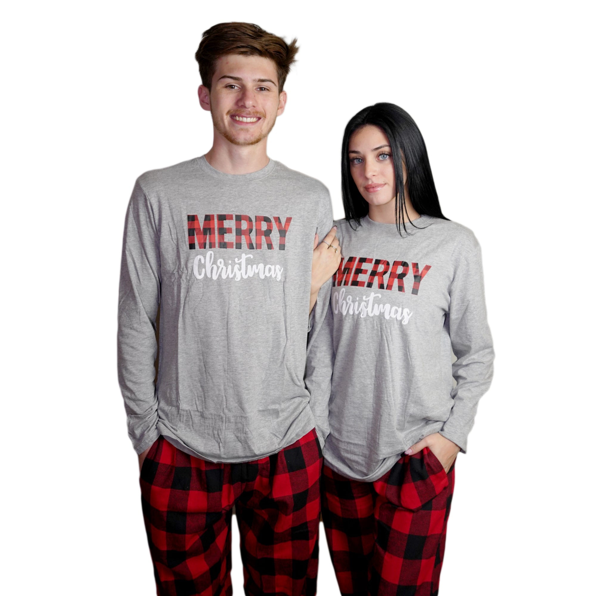 USBD Family Matching Pajama Sets Buffalo Plaid Couple Matching PJ Set  Festive Holiday PJs for Men Women Color: Merry, Size: Women's XL