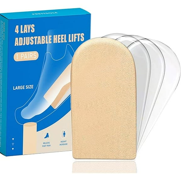 USBSO 1/4',1/2',3/4',1' Heel Lifts(4 Layers), Height Increase Insoles for Leg Length Discrepancy - Large Shoe Lifts for Men, Shoe Inserts Comfort Half Foot Pads for Heel Pain - 1 Pair