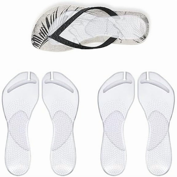 USBSO 2 Pairs Arch Support Cushion Insoles Gel Adhesive Anti-Slip Flip Flop Thong Inserts Self Adhesive Gel Arch Support Cushion Insoles Plantar Fasciitis Pain Relief for Man Woman