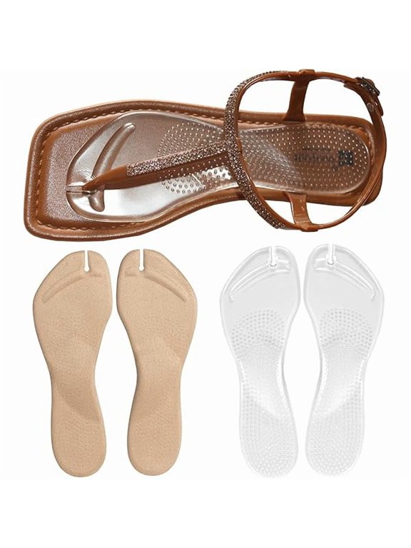 (2 Pairs) Cushion Insoles for Flip Flop Thong Sandals, Gel Adhesive Arch Support Flip Flop Thong Inserts Pain Relief Anti-Slip for High Heels