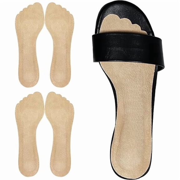 USBSO 2 Pairs Pigskin High Heel Sandal Inserts for Women, Anti Slip & Sweat Cushioning Insoles for Flats Dress Shoes, Self-Adhesive Leather Inserts Relief Blister Callus Pain, Small 5-8 Size