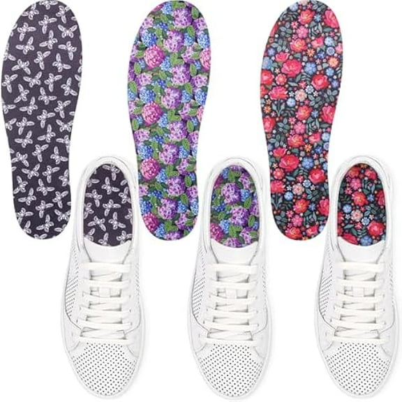 USBSO 3 Pairs No Show Socks Sockless Shoe Liner Washable Barefoot Shoe Insoles No Slipping Inserts(Nice Style)