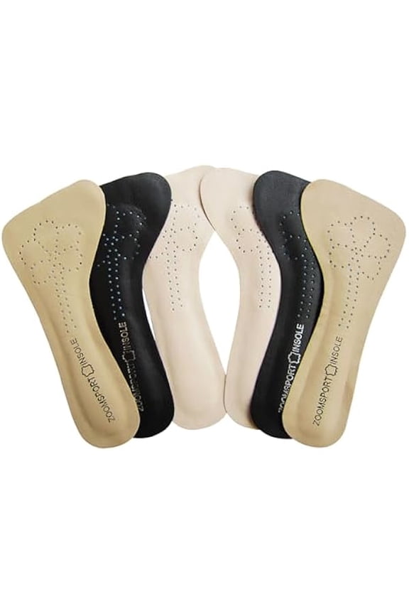 3 Pairs Self-Adhesive Lambskin Leather Shoe Insoles for Women Sandals and High Heels 3/4 Length Ultra-Thin Genuine Leather Inserts for Pointed Toes and Peep Toes