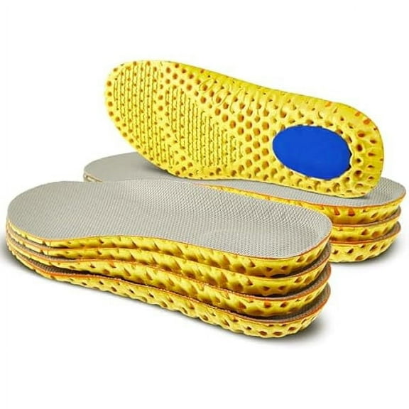 USBSO 4 Pairs Shoe Inserts for Men Women Memory Foam Insoles Shock Absorbing Breathable Replacement Insoles for Work Boots Running Sports Shoes Boots(Women US 5-8,Beige)