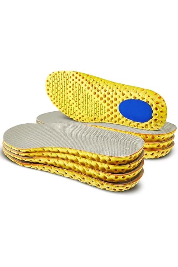 4 Pairs Shoe Inserts for Men Women Memory Foam Insoles Shock Absorbing Breathable Replacement Insoles for Work Boots Running Sports Shoes Boots(Women US 5-8,Beige)