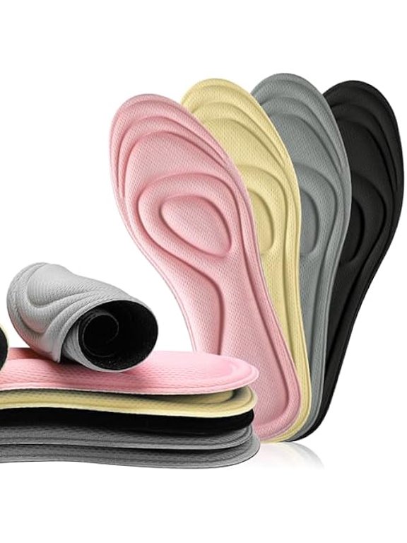 8 Pairs 3D Shoe Insoles Inserts Women Men, Sponge Insoles Replacement Innersoles Cushioning Work Boot Replacement Shoe Inserts(Mixed Colors, Shoe Size 2-7)