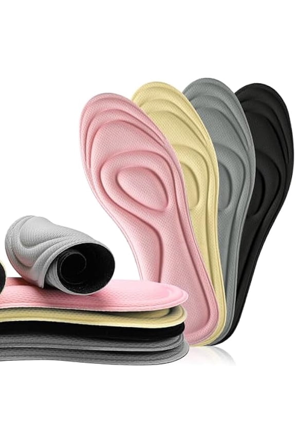 8 Pairs 3D Shoe Insoles Inserts Women Men, Sponge Insoles Replacement Innersoles Cushioning Work Boot Replacement Shoe Inserts(Mixed Colors, Shoe Size 2-7)