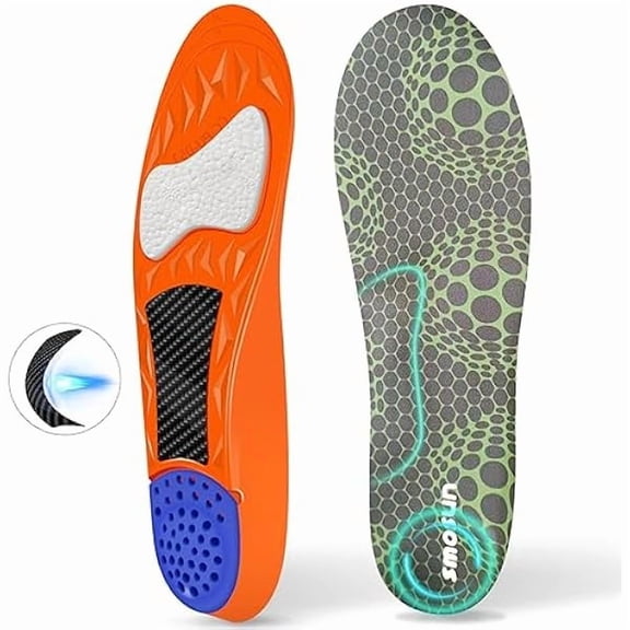 USBSO Carbon Fiber Insoles - Boost Explosive Power and Bounce, Arch Support, Shock Absorption, Injury Prevention, Alleviate Foot Pain (XL (Men's 10-11.5 / Women's 11-13.5))