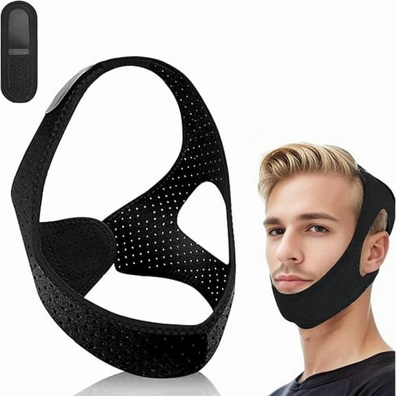 USBSO Chin Strap for Sleeping,Comfortable Anti Snoring Devices,Adjustable Breathable Chin Strap for CPAP Users for Men and Women,Simple and Effective Snoring Solution - Black