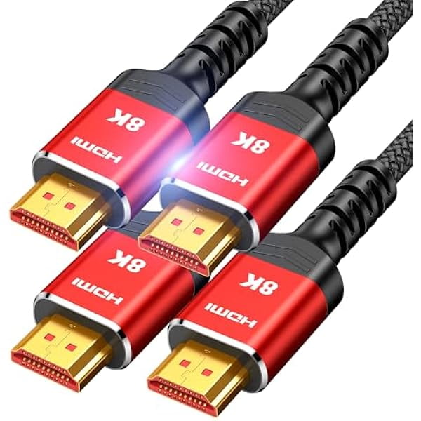 Cavo HDMI 10K/8K 1,8m - Confezione Da 3 - Ultra HD Alta Velocità, Compatibile Con TV, Monitor, Proiettori