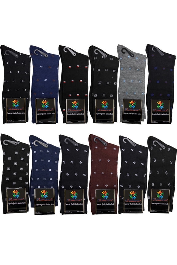 Men's Cotton Casual Argyle Dress Socks, 12 Pairs