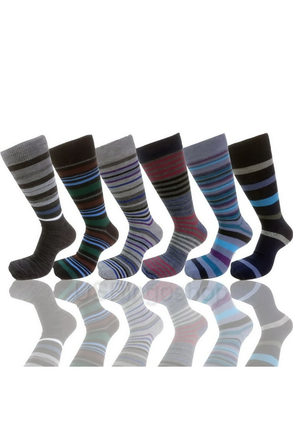 6 Pairs Men's Argyle Fashion Cotton Casual Dress Socks Soft Crew Socks