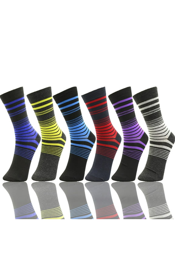 6 Pairs Men's Argyle Fashion Cotton Casual Dress Socks Soft Crew Socks