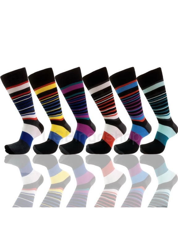 6 Pairs Men's Argyle Fashion Cotton Casual Dress Socks Soft Crew Socks