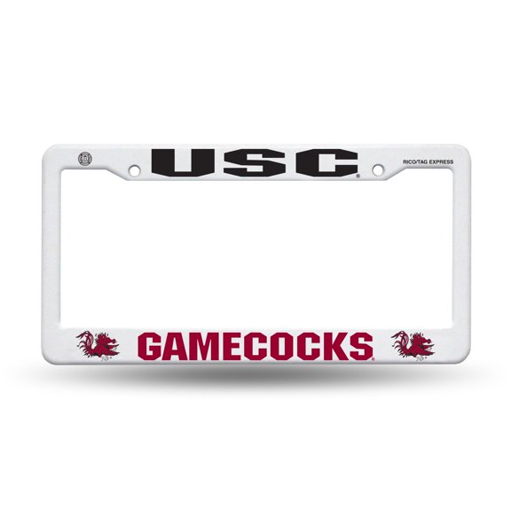 USC Raised Letter White Plastic License Plate Frame