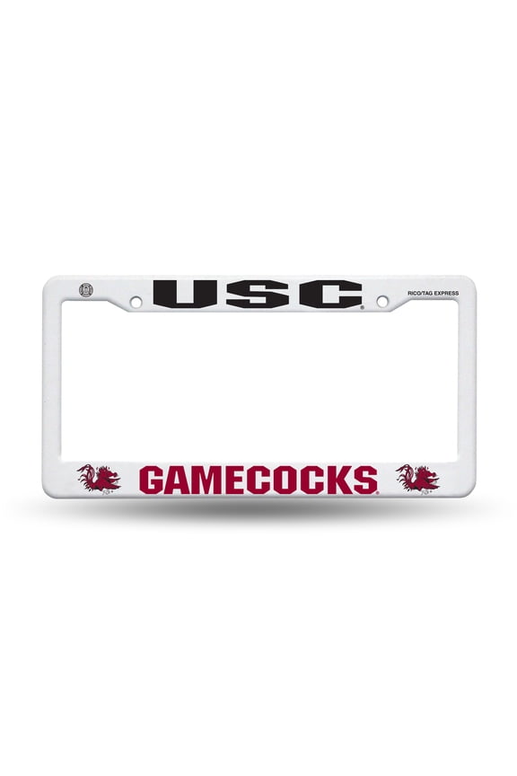 USC Raised Letter White Plastic License Plate Frame